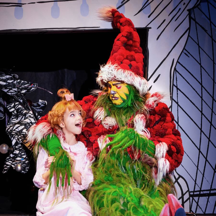 James Schultz as THE GRINCH and Aerina DeBoer as Cindy-Lou Who in the Touring Company of Dr. Seuss’ HOW THE GRINCH STOLE CHRISTMAS! The Musical